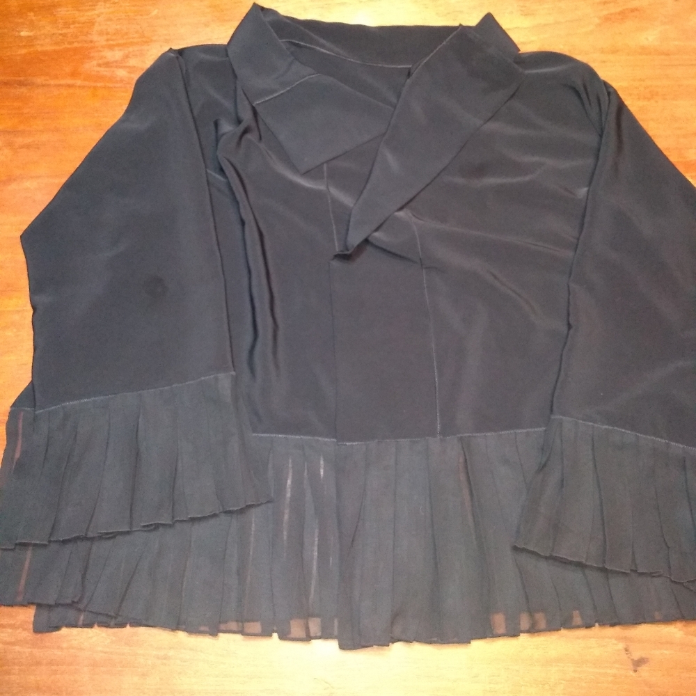 Milli Black Sheer Open Front Jacket, Size S, Pleated Hem & Cuffs, Flowy … - Picture 11 of 12